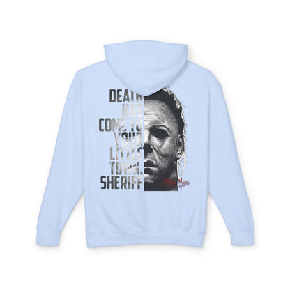Horror Hoodie — 'Death Has Come to Your Little Town Sheriff' Michael Myers Pullover