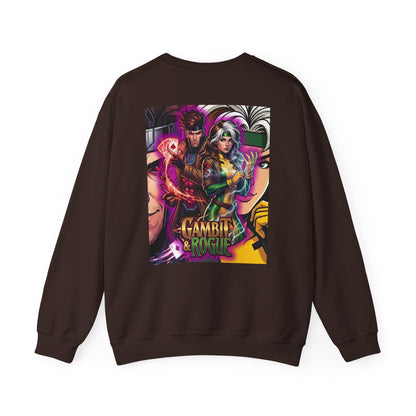 Gambit & Rogue Graphic Crewneck Sweatshirt — X-Men Comic Retro Art