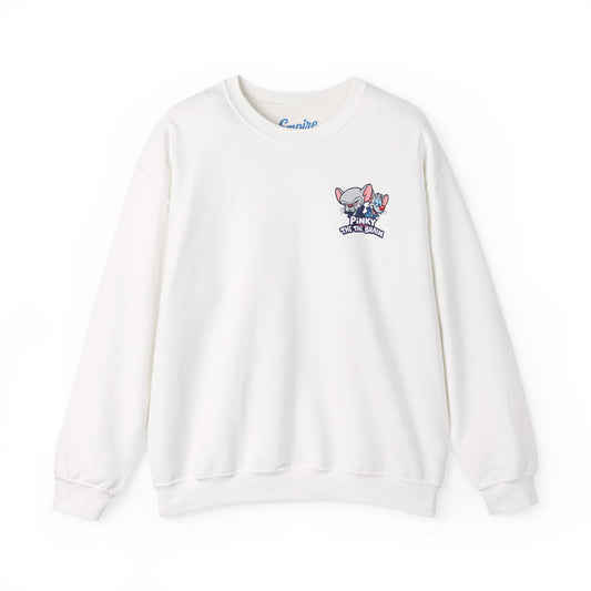 Pinky and the Brain Crewneck Sweatshirt - 'Time to Take Over the World' Graphic