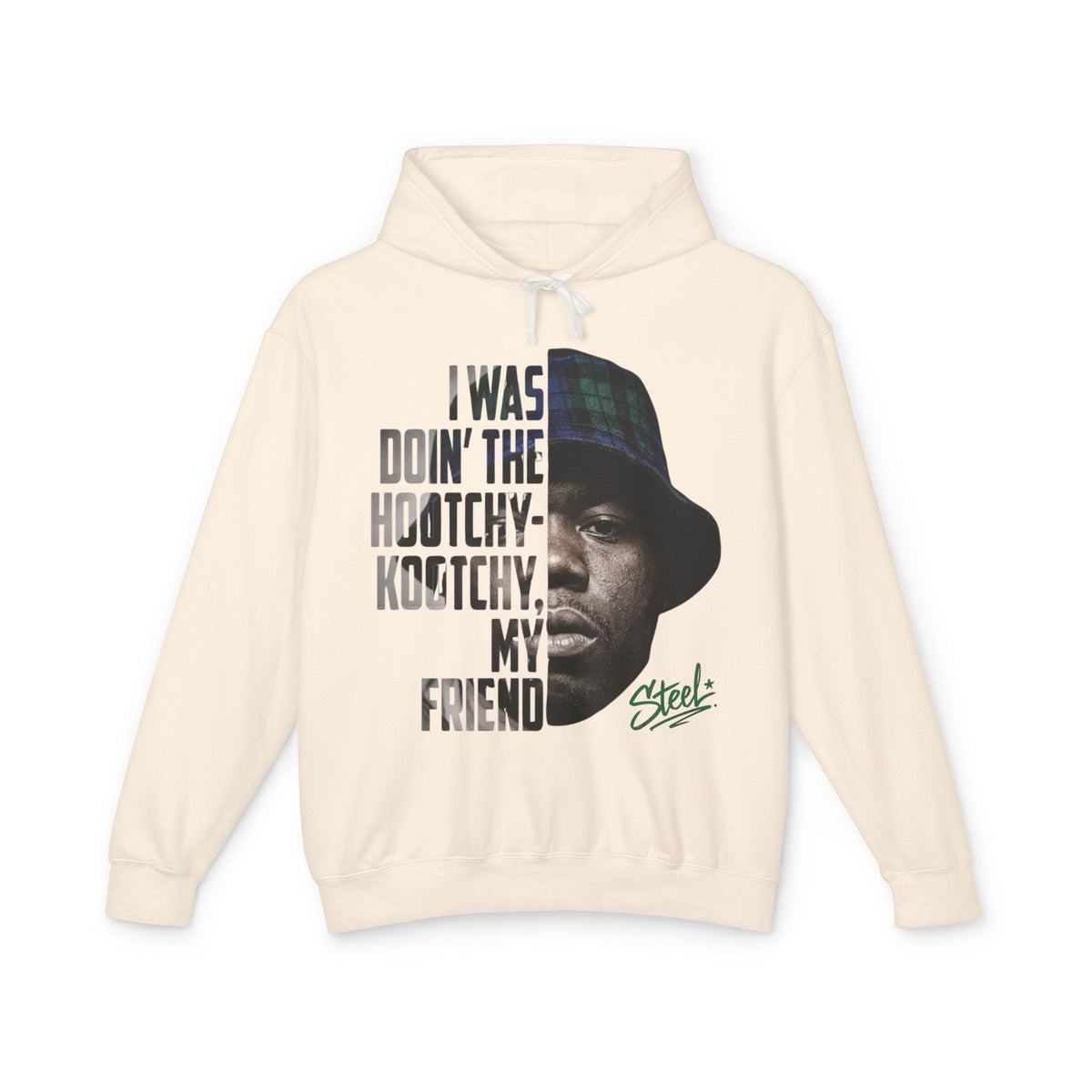Steel "Juice" Hootchy Kootchy Hoodie – Vintage Movie Portrait Pullover