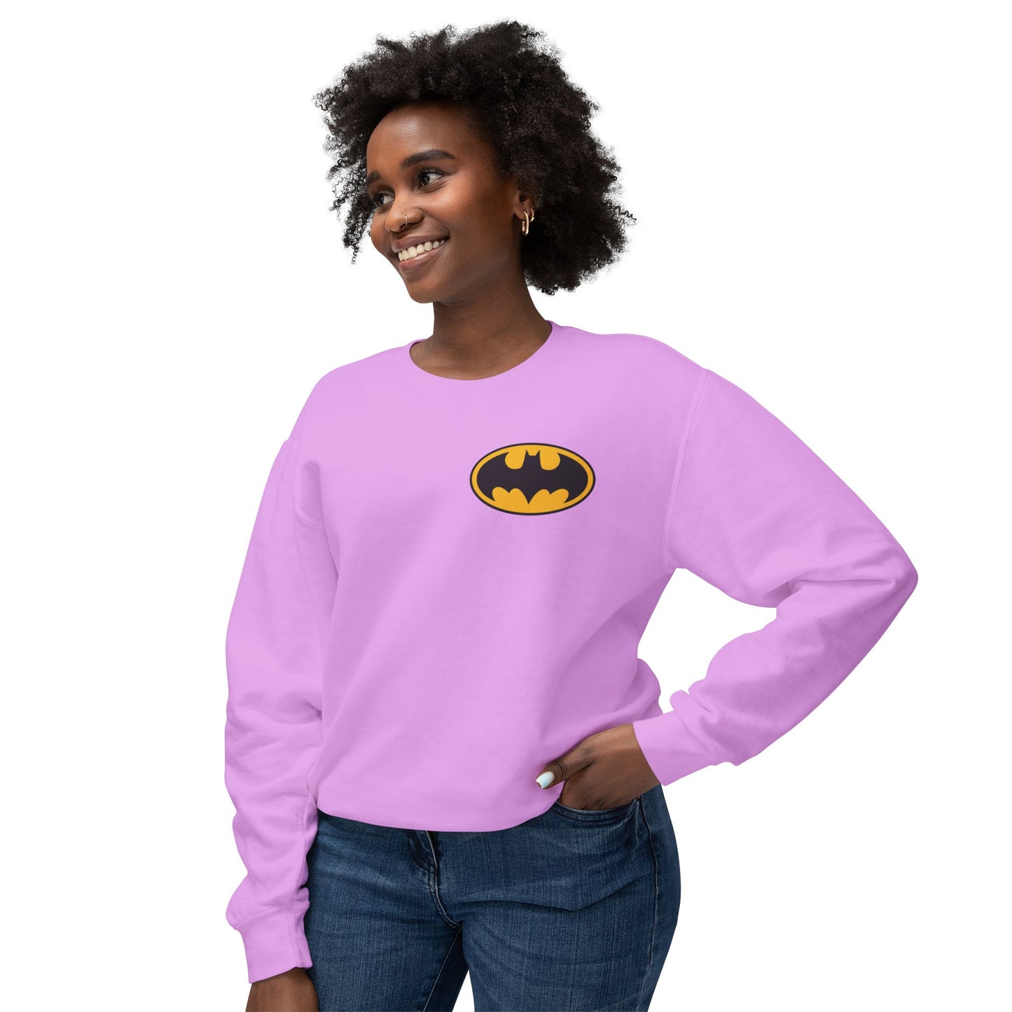 Batman Graphic Crewneck Sweatshirt — Vintage Dark Knight Logo & Back Art