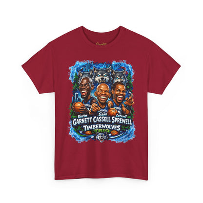 Timberwolves Legends T‑Shirt — Garnett, Cassell & Sprewell Retro Basketball Tee