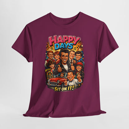 Happy Days Retro TV Cast T-Shirt — "Sit On It!" Vintage 70s Sitcom Tee