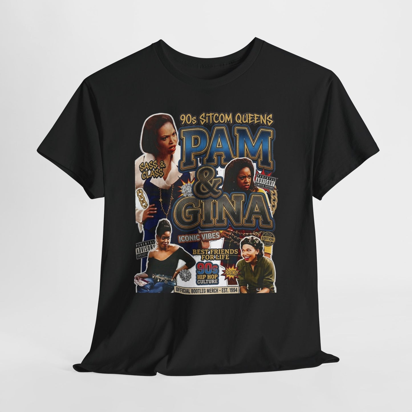 Pam & Gina Throwback Collage T-Shirt — 90s TV Queens Graphic Tee