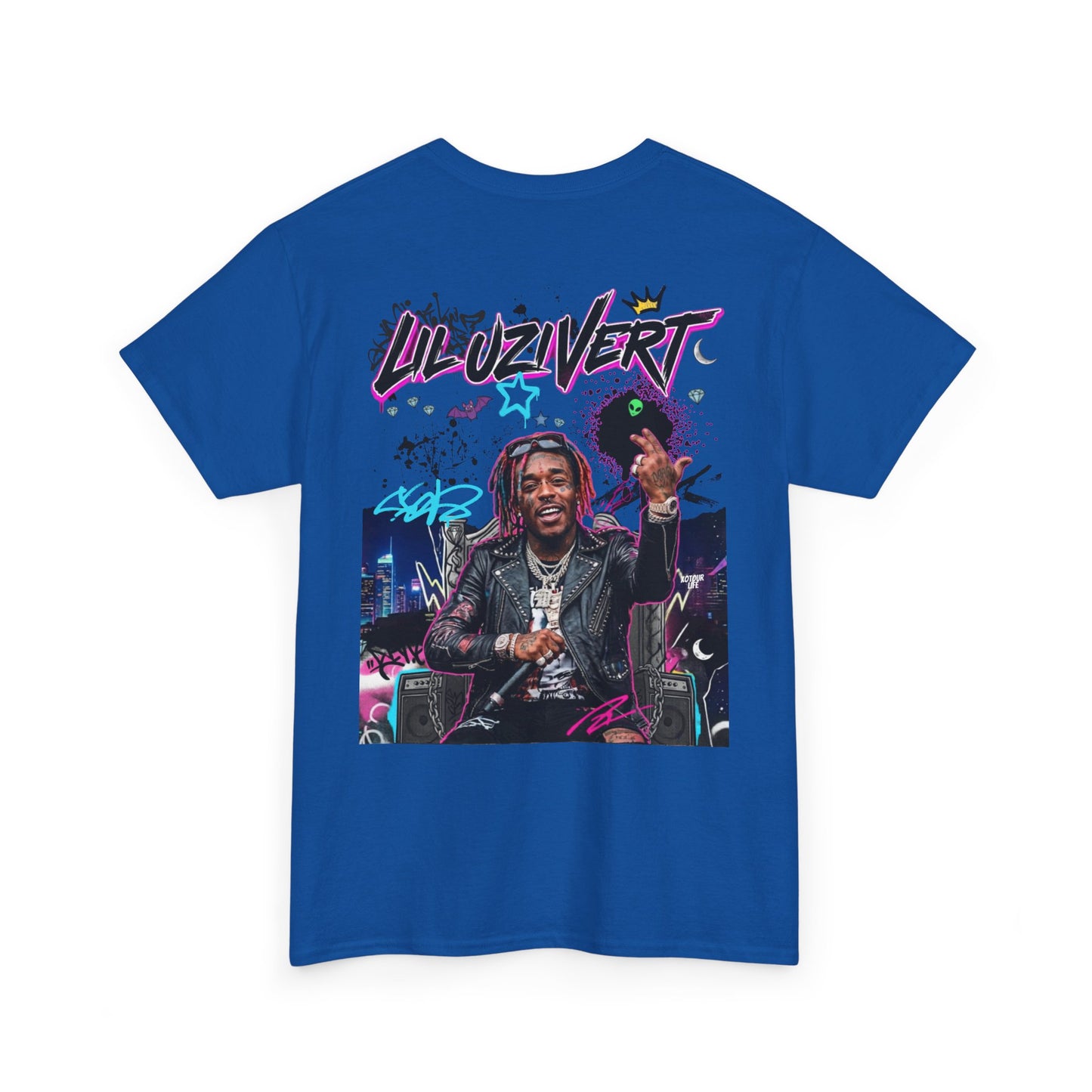 Lil Uzi Graphic Tee — Retro Neon Logo & Photo Back Print
