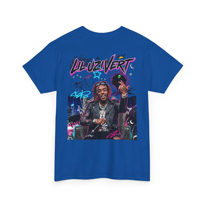 Lil Uzi Graphic Tee — Retro Neon Logo & Photo Back Print