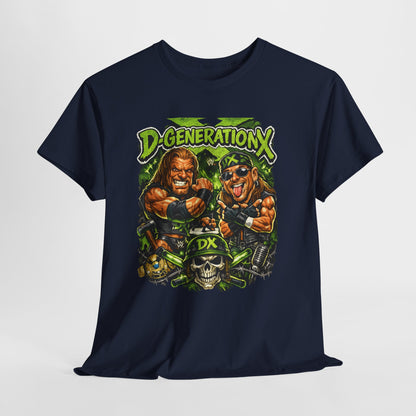 D-Generation X Retro Wrestling Tee — DX Skull & Heroes Graphic T-Shirt