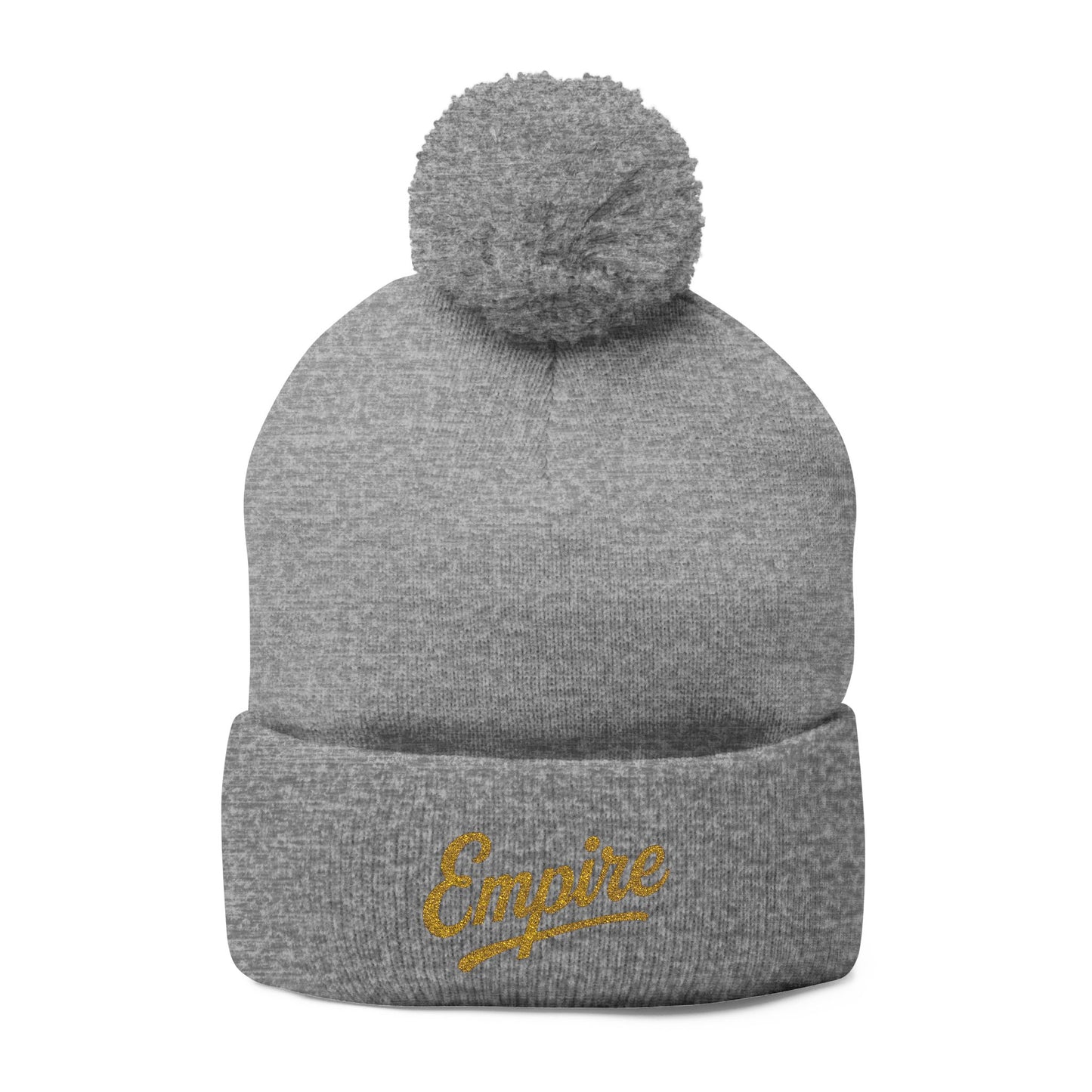 Embroidered Pom-Pom Knit Cap