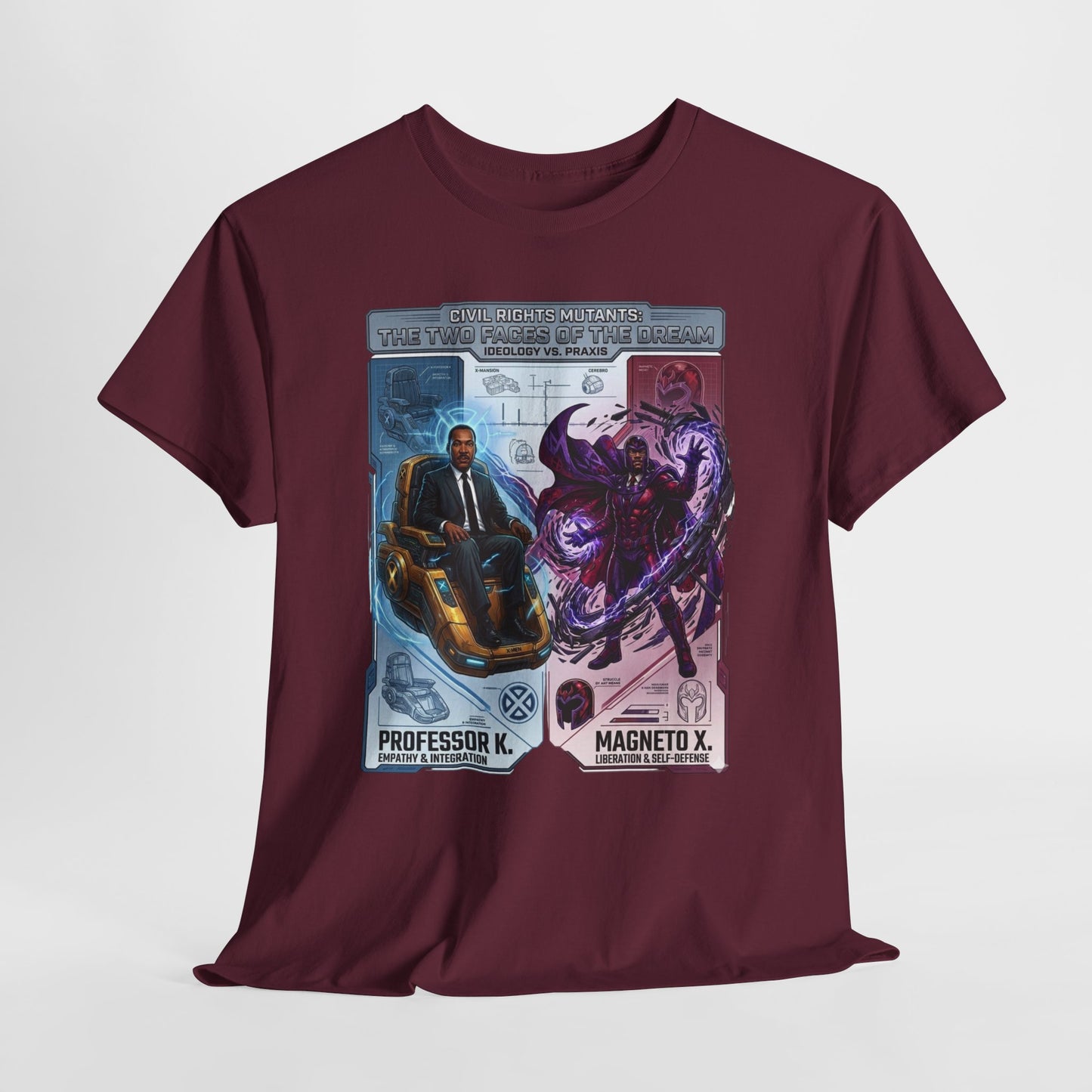 Professor K vs Magneto X Graphic Tee — Retro Card Battle Design