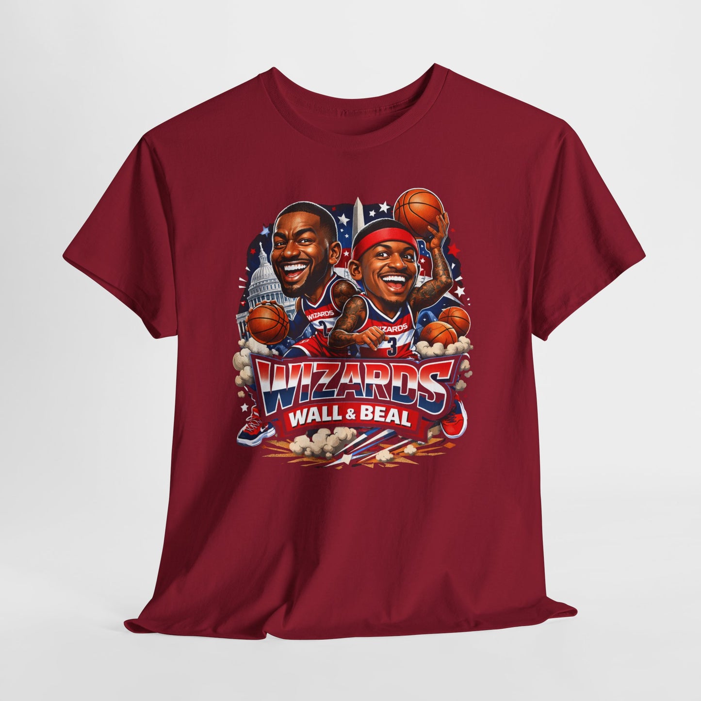 Wizards Basketball Vintage Player Caricature Tee – Wall & Ball Fan Shirt