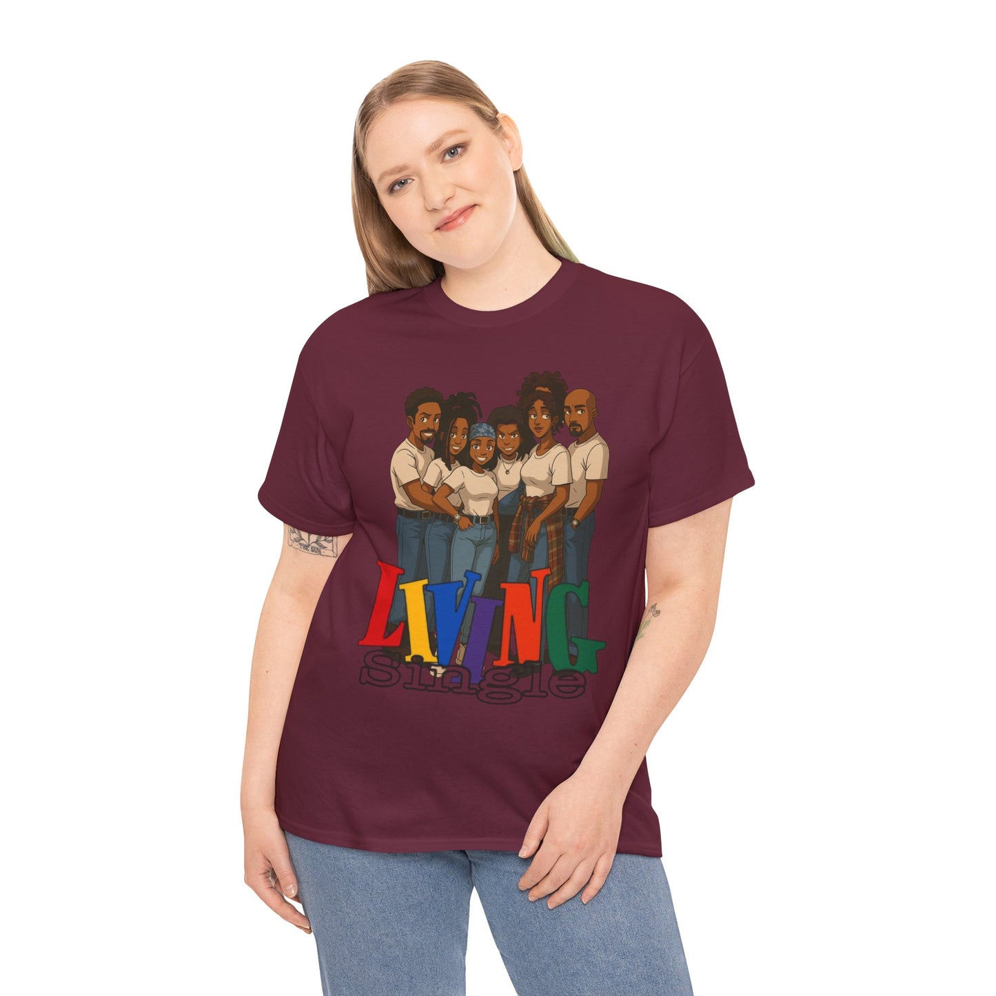 Living Single Unisex Heavy Cotton Tee - Nostalgic TV Show T-Shirt for Fans