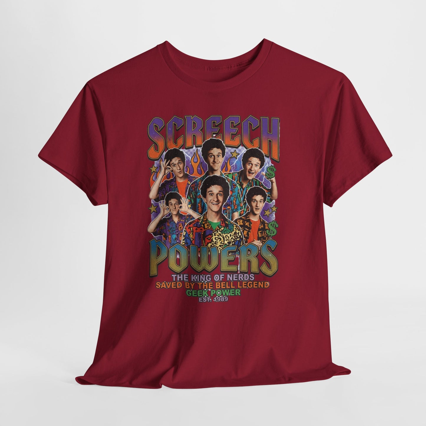 Screech Powers Retro Cast Portrait Tee — Vintage TV Show Graphic T‑Shirt