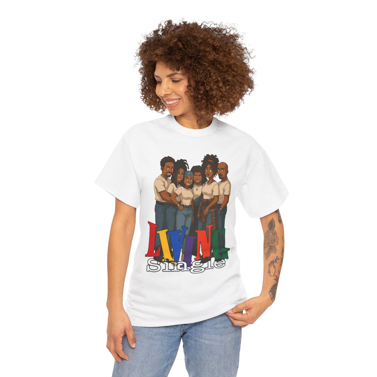Living Single Unisex Heavy Cotton Tee - Nostalgic TV Show T-Shirt for Fans