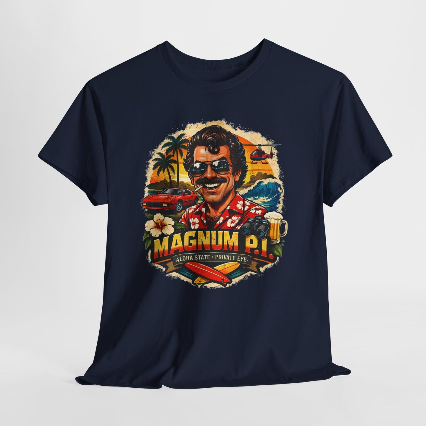 Retro Detective TV Graphic Tee — 'Magnum P.I.' Vintage Island Vibe T-Shirt