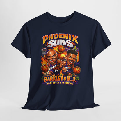 Phoenix Suns Barkley & K.J. Graphic Tee — Retro Basketball Cartoon Shirt