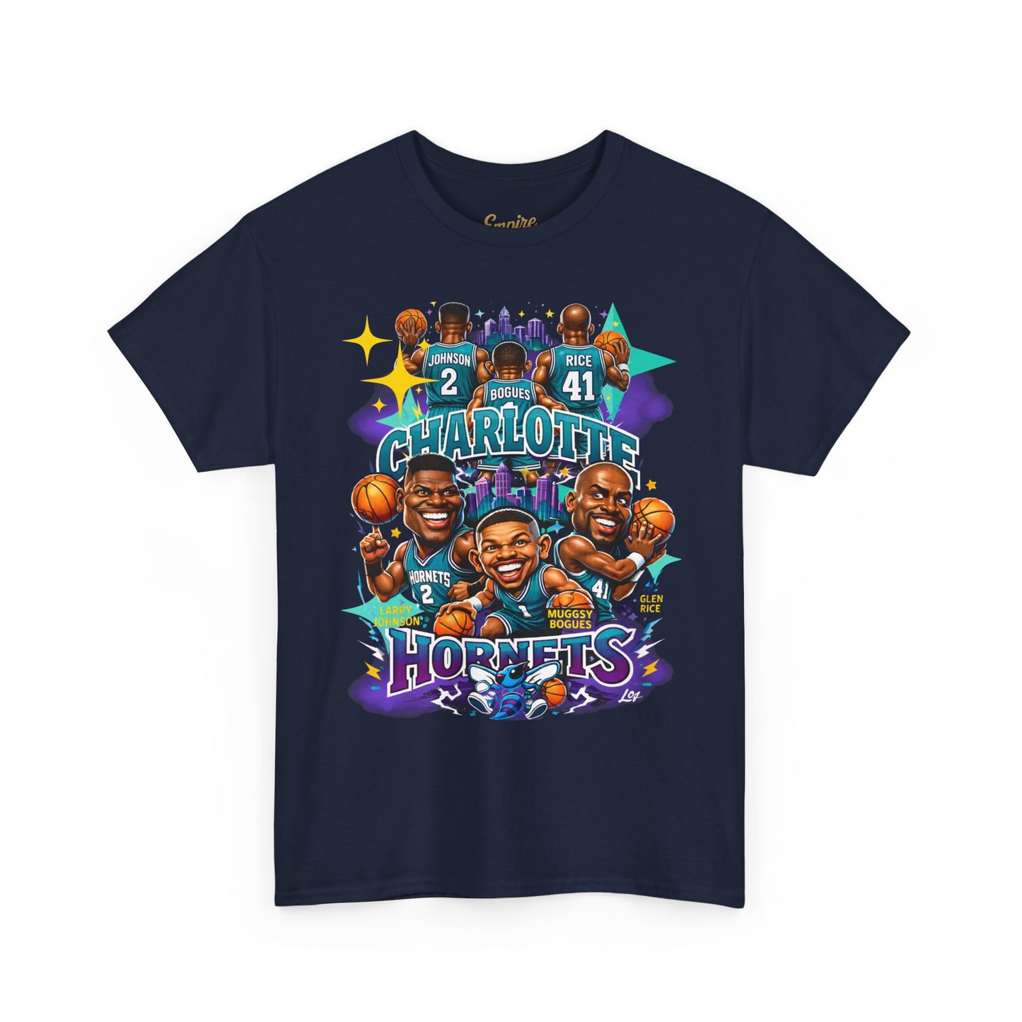 Charlotte Hornets Basketball T-Shirt — Team Player Caricature Tee