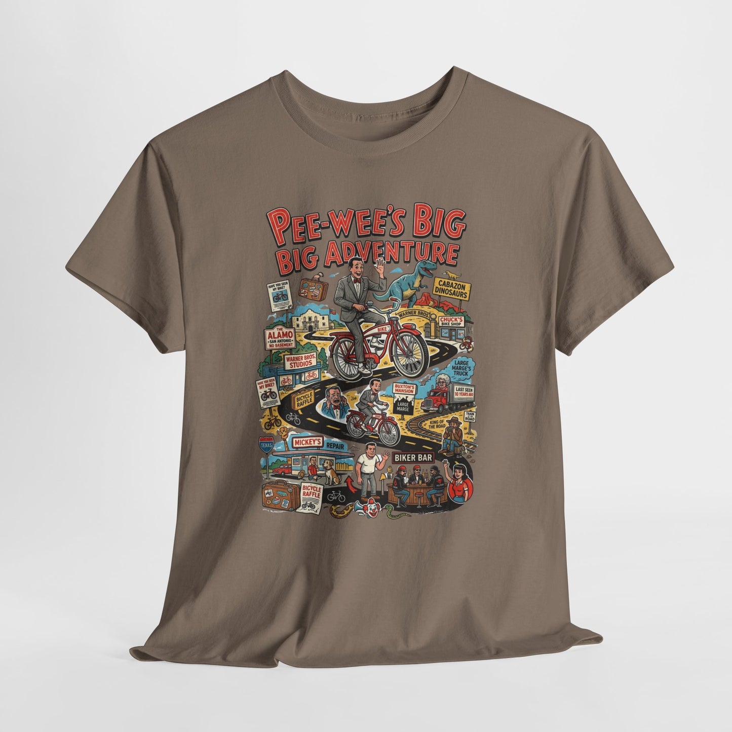 Pee-wee’s Epic Road Trip: A Collage of Adventure Graphic Tee