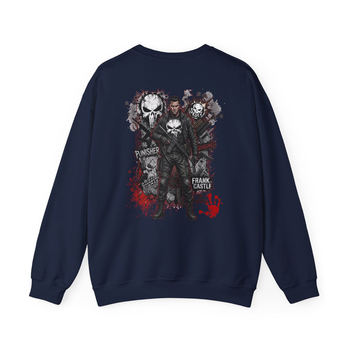 Punisher Graphic Crewneck Sweatshirt — Frank Castle Skull Design
