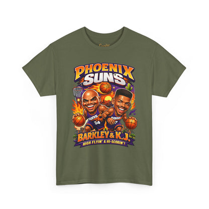 Phoenix Suns Barkley & K.J. Graphic Tee — Retro Basketball Cartoon Shirt