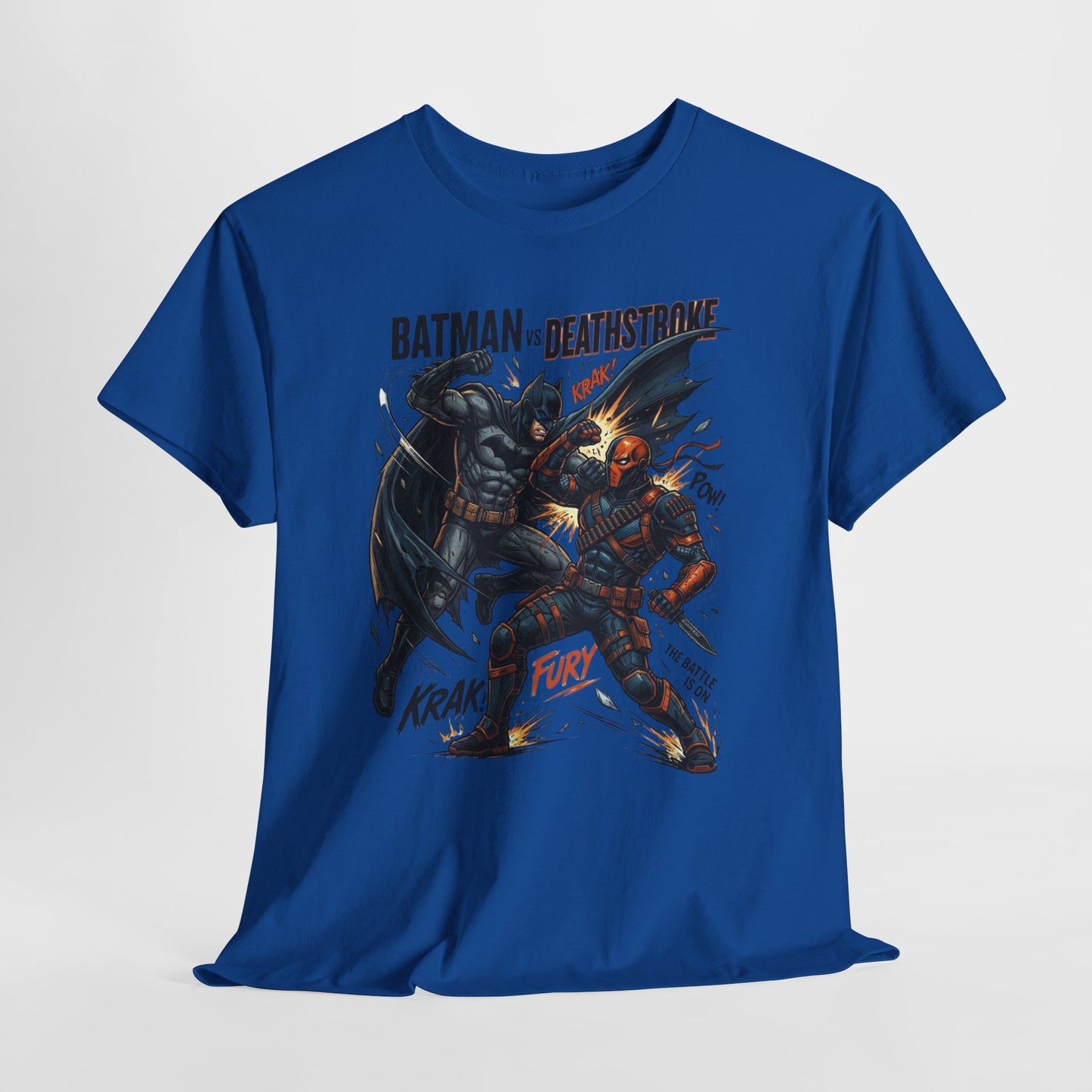 Batman vs Deathstroke Graphic Tee — Vintage Comic Fight Design