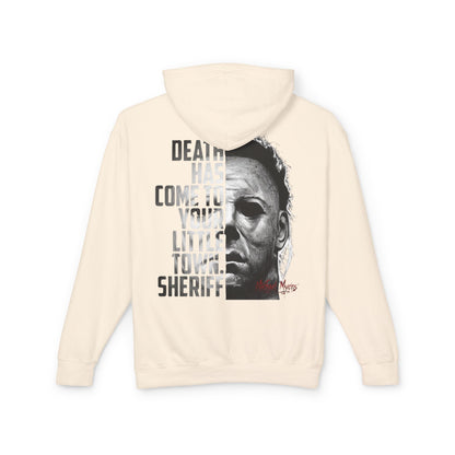 Horror Hoodie — 'Death Has Come to Your Little Town Sheriff' Michael Myers Pullover