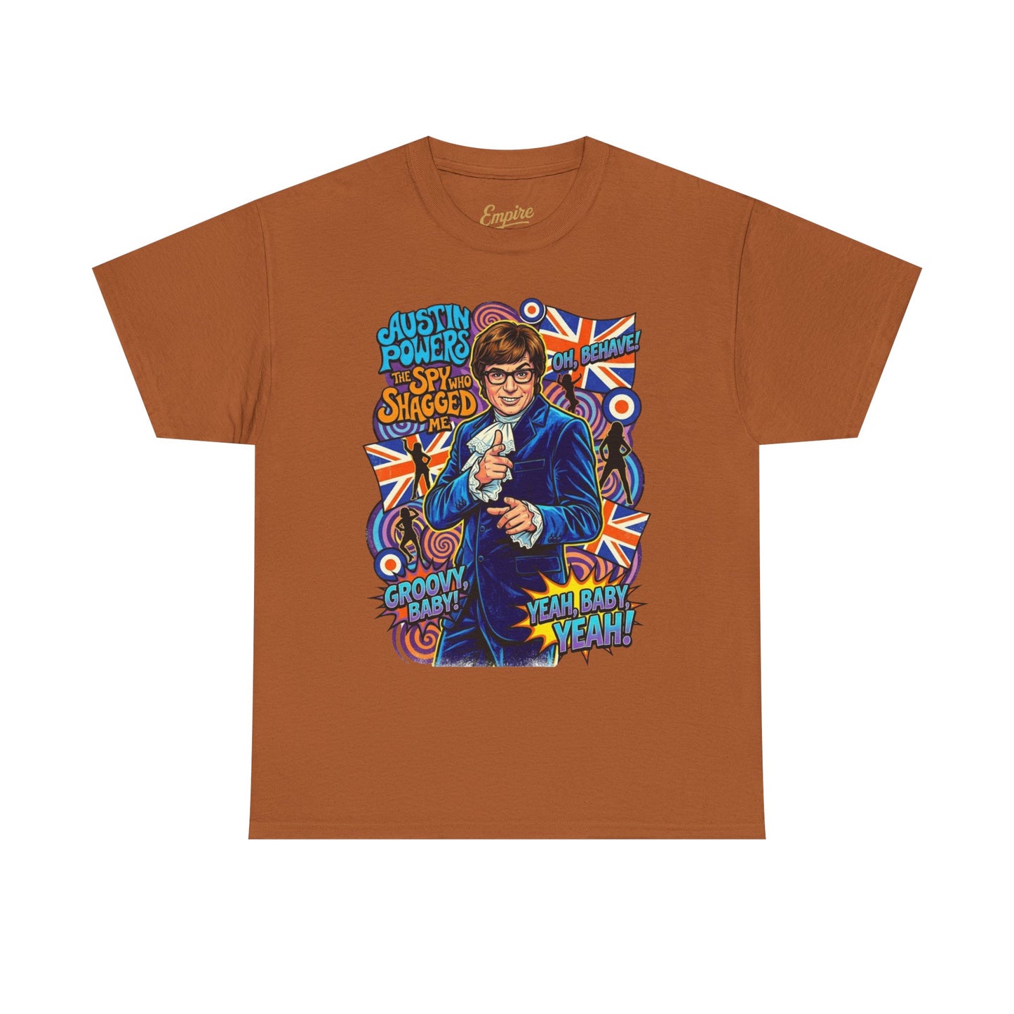 Austin Powers Retro Graphic Tee — "Yeah Baby!" Psychedelic 60s Pop Art T-Shirt