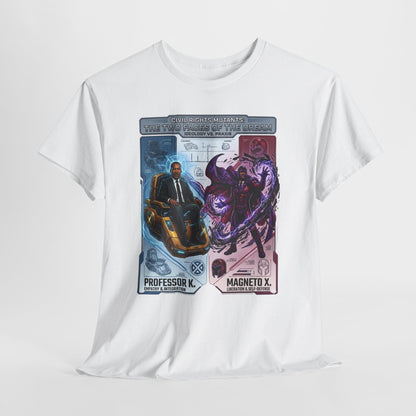 Professor K vs Magneto X Graphic Tee — Retro Card Battle Design