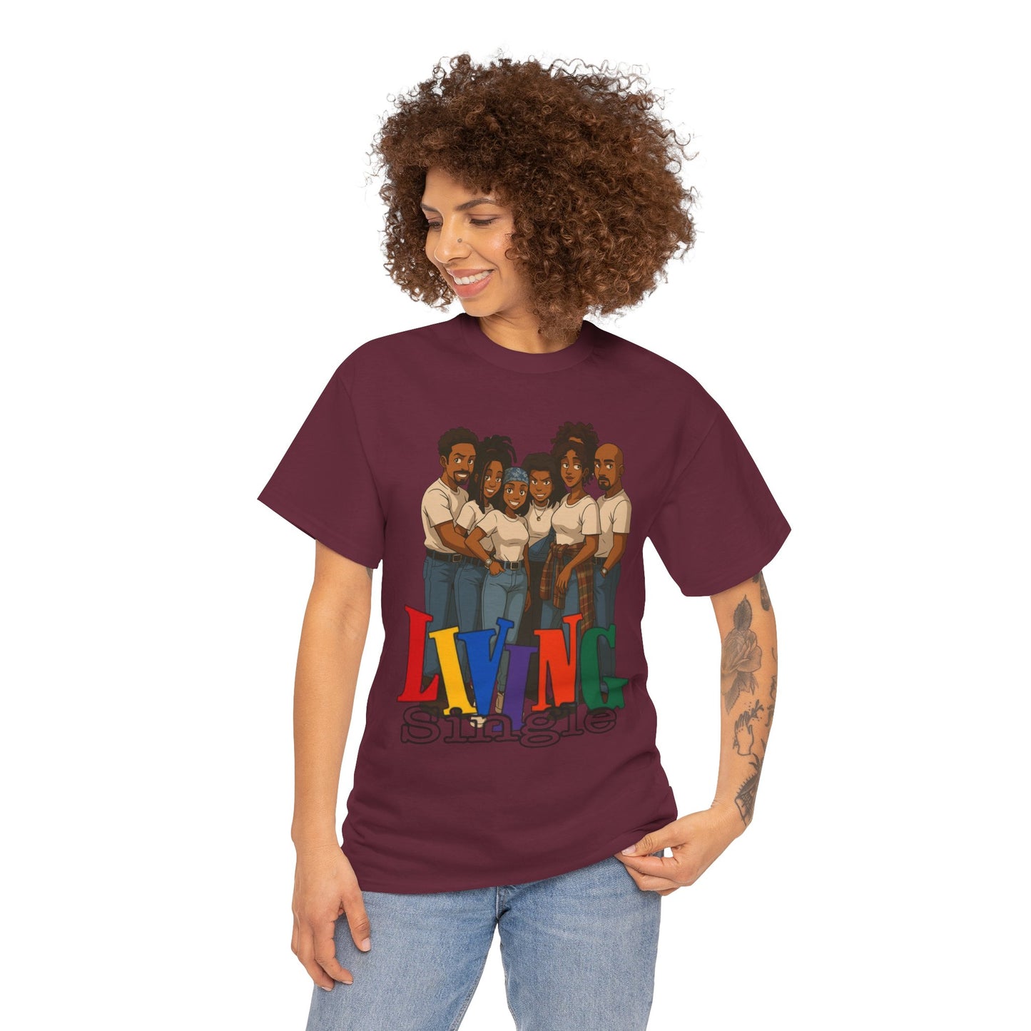 Living Single Unisex Heavy Cotton Tee - Nostalgic TV Show T-Shirt for Fans