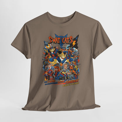 SWAT CATS Retro Graphic Tee — Vintage Cartoon Pilot Anime Shirt