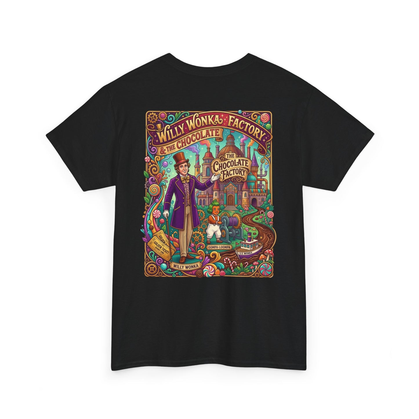 Willy Wonka Factory Graphic Tee — Vintage Chocolate Factory Illustration