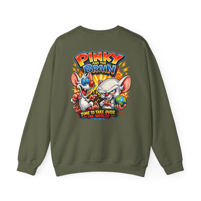 Pinky and the Brain Crewneck Sweatshirt - 'Time to Take Over the World' Graphic