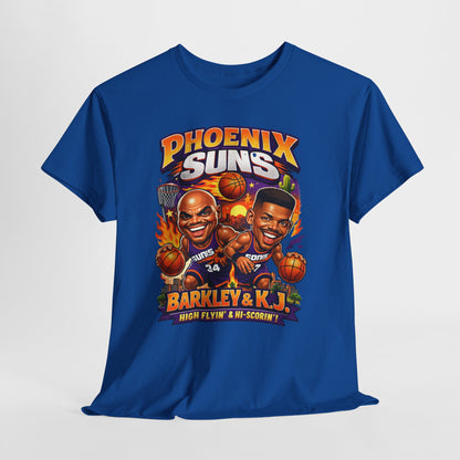 Phoenix Suns Barkley & K.J. Graphic Tee — Retro Basketball Cartoon Shirt