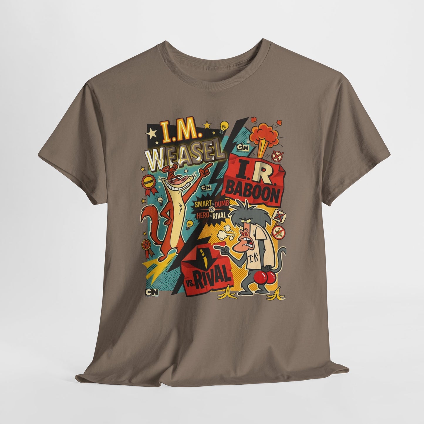 Retro Cartoon Crew Tee — "I.M. Weasel vs. I. R. Baboon" Graphic