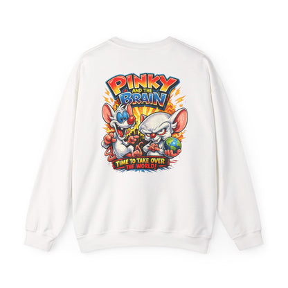 Pinky and the Brain Crewneck Sweatshirt - 'Time to Take Over the World' Graphic