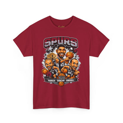 Spurs Legends T-Shirt — Parker, Duncan & Ginobili Cartoon Basketball Tee