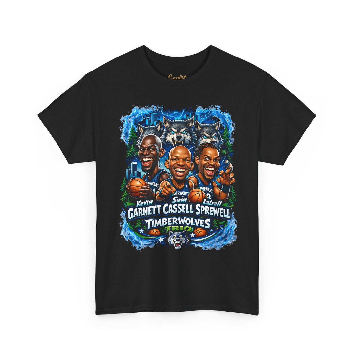 Timberwolves Legends T‑Shirt — Garnett, Cassell & Sprewell Retro Basketball Tee