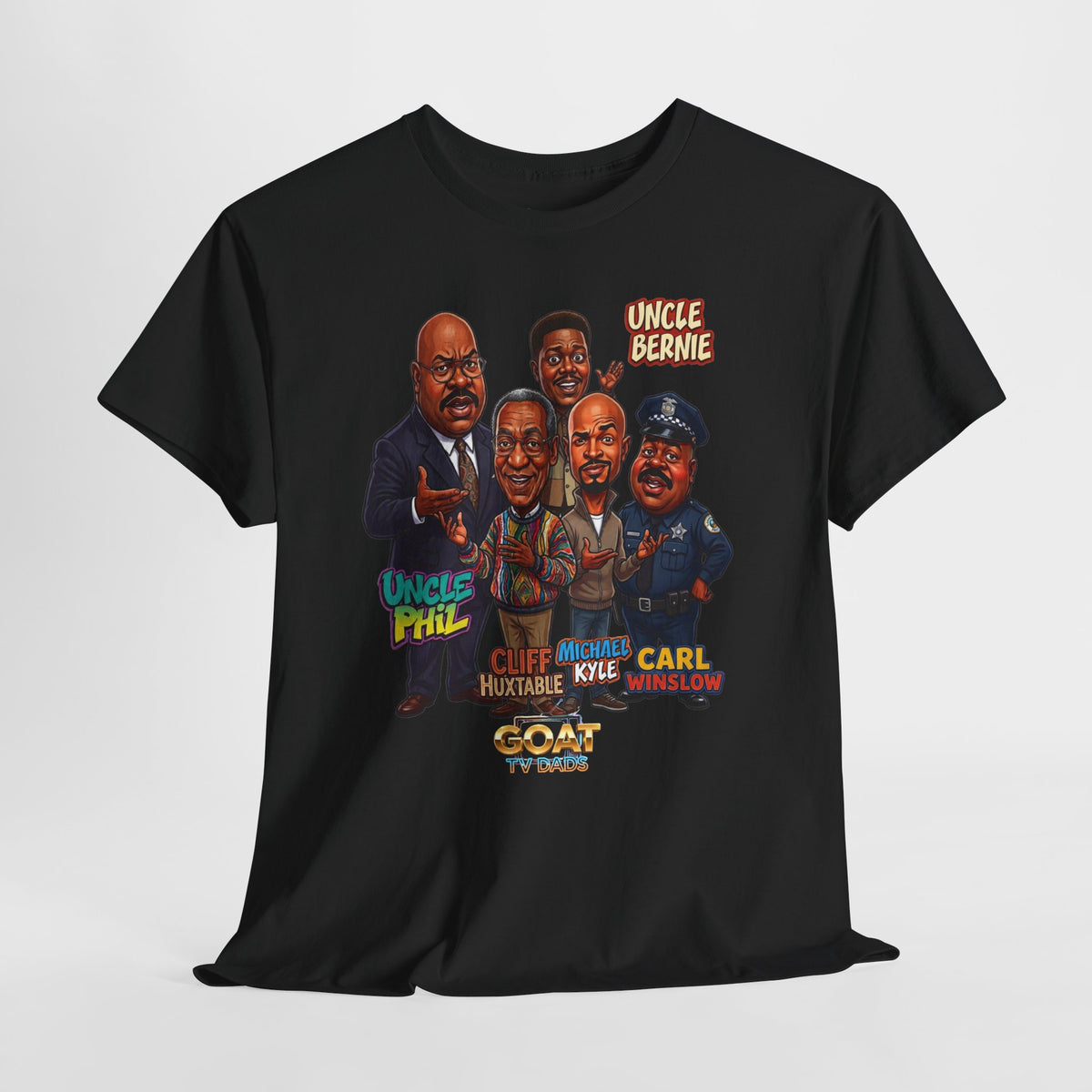 Retro TV Comedy Dads Caricature T‑Shirt — 'GOAT' Character Tee