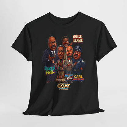 Retro TV Comedy Dads Caricature T‑Shirt — 'GOAT' Character Tee