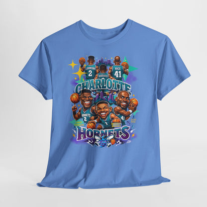 Charlotte Hornets Basketball T-Shirt — Team Player Caricature Tee