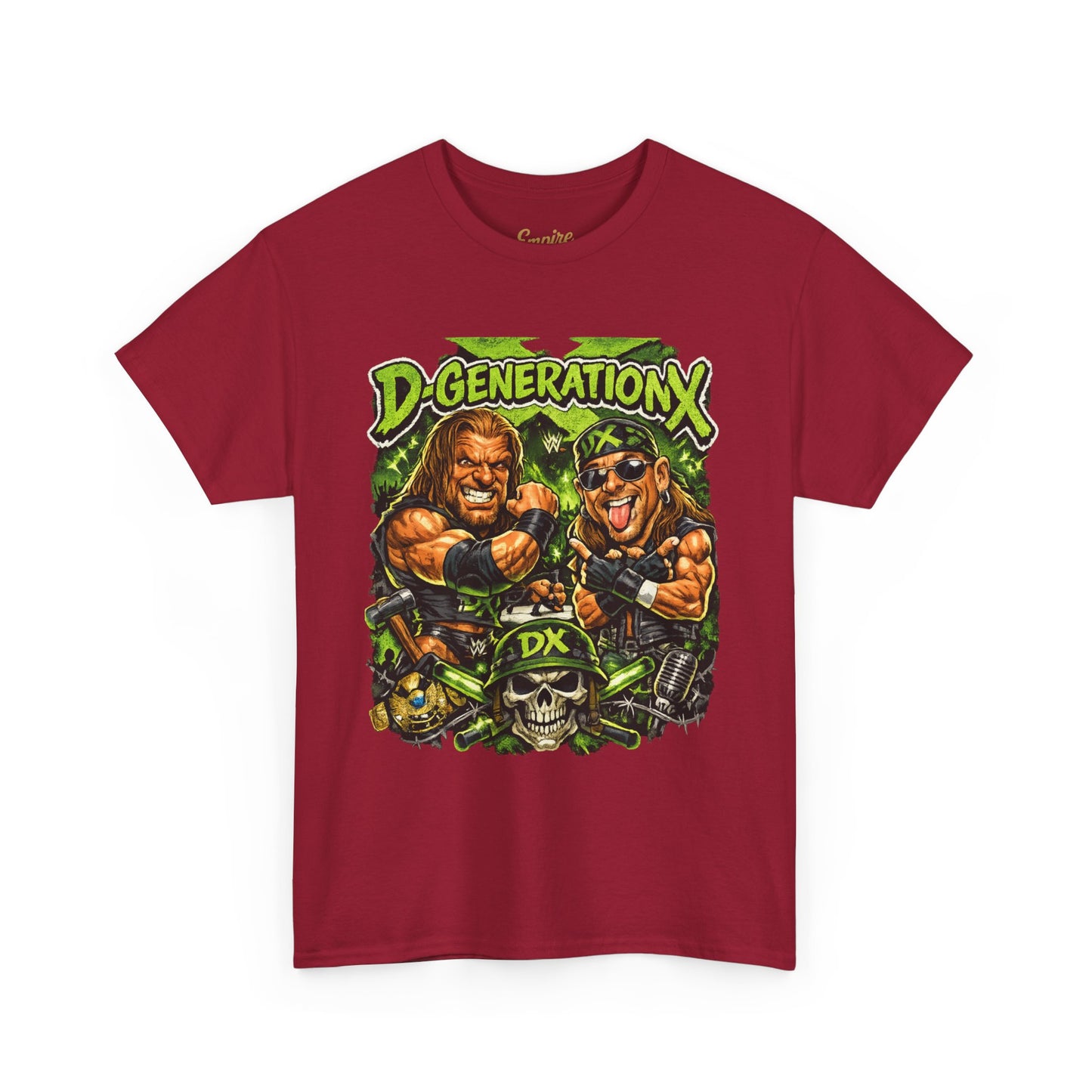 D-Generation X Retro Wrestling Tee — DX Skull & Heroes Graphic T-Shirt