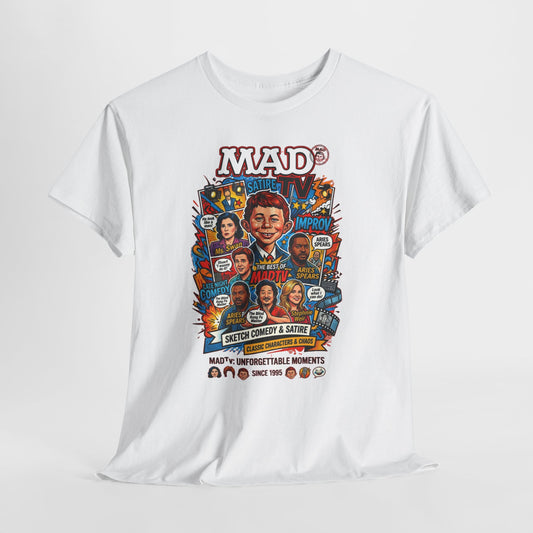 MAD Magazine Collage Graphic Tee — Vintage Pop Culture Humor Shirt