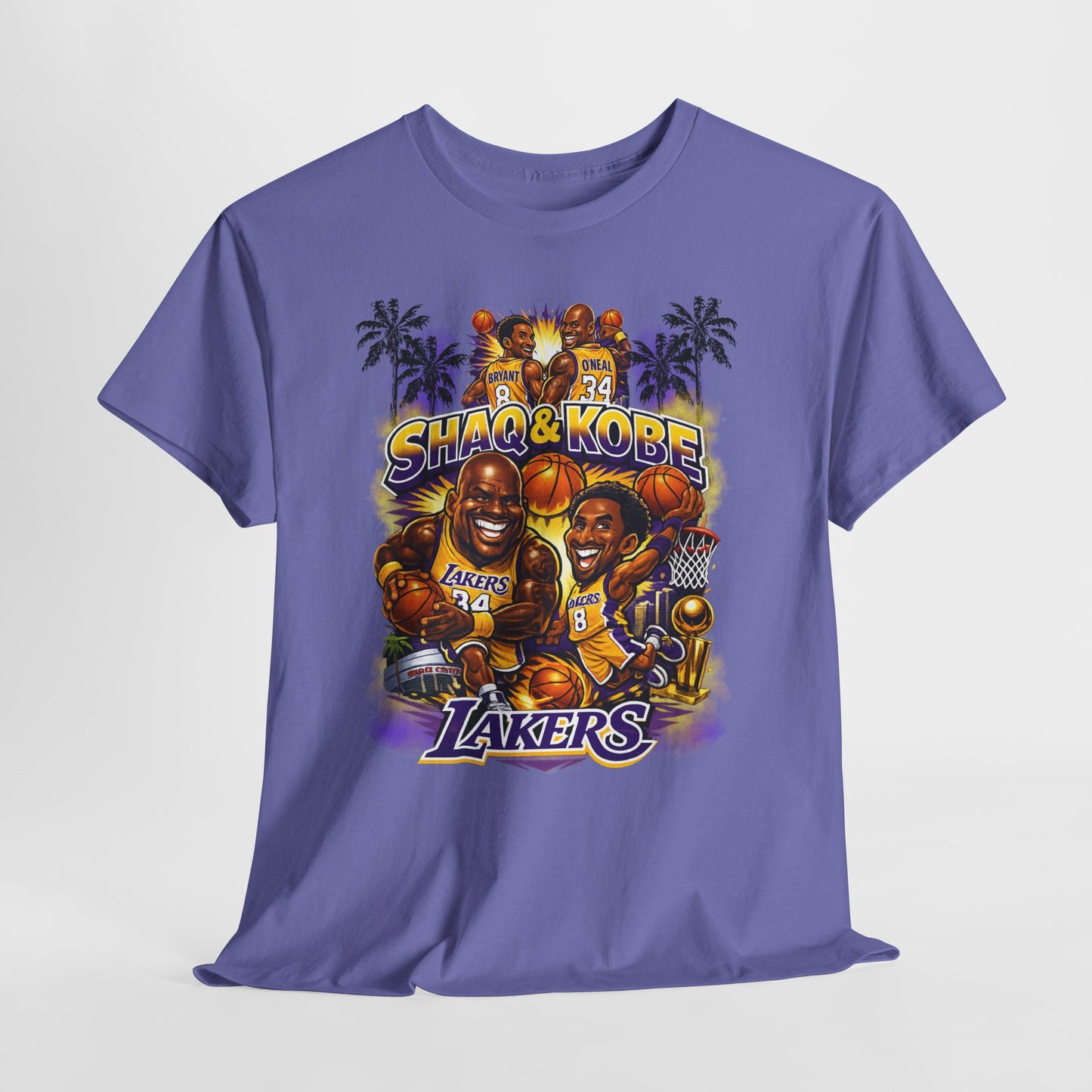 Kobe & Shaq Lakers Tee, Unisex Heavy Cotton T-Shirt, Basketball Fan Apparel, Sports Gift, Retro Basketball Graphic