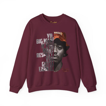 DJ Gee Q - Respect Is Earned Crewneck Sweatshirt – Motivational Hip-Hop Portrait Design