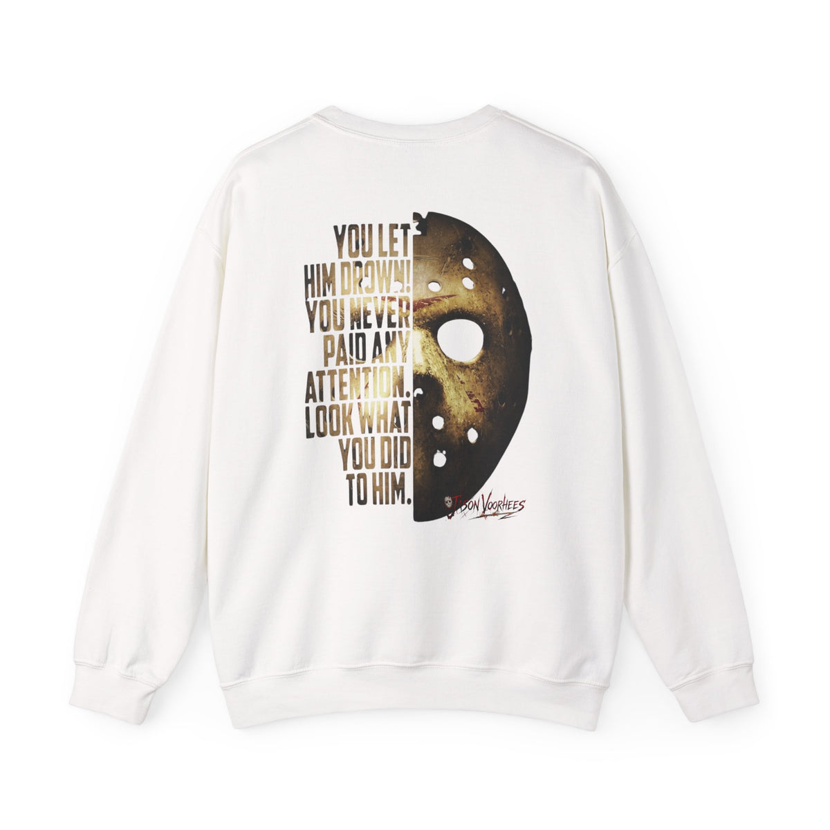Jason Voorhees Mask Graphic with Quote Crewneck Sweatshirt