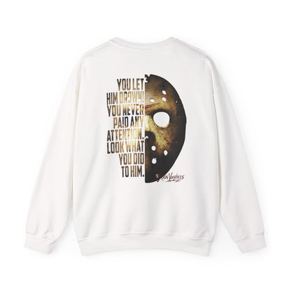 Jason Voorhees Mask Graphic with Quote Crewneck Sweatshirt