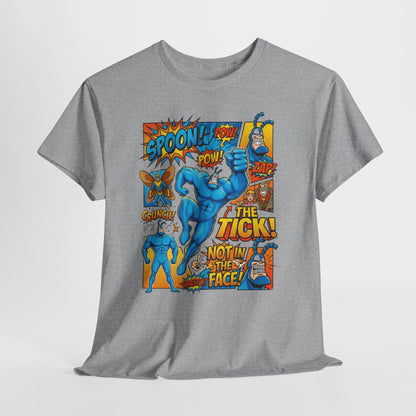 The Tick Comic Panel T-Shirt — Retro Superhero Graphic Tee
