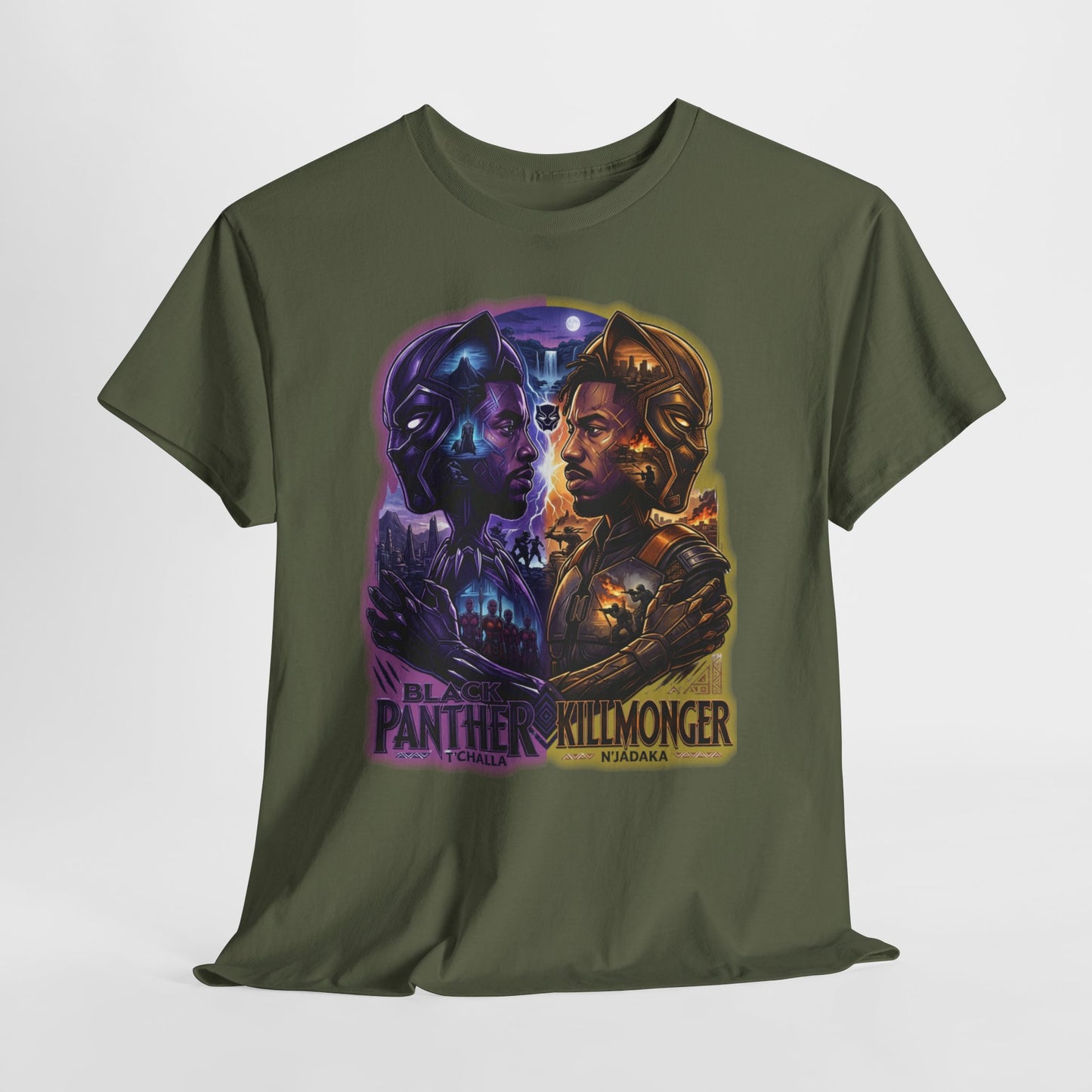 Black Panther vs Killmonger Graphic Tee — Retro Superhero Movie Poster T-Shirt