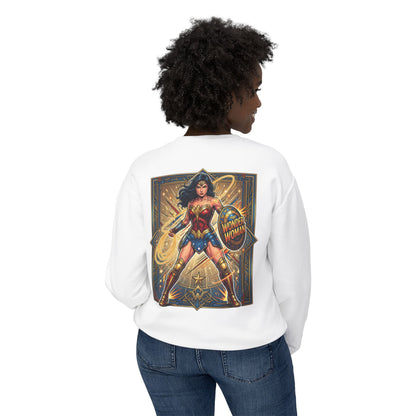 Wonder Woman Crewneck Sweatshirt — Retro Heroine Graphic Pullover