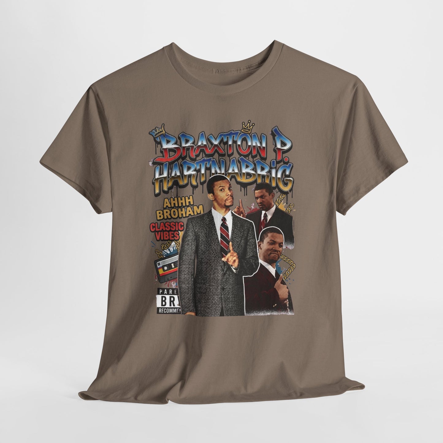 Vintage Braxton P. Hartnabrig Graphic Tee — Retro Collage T-Shirt