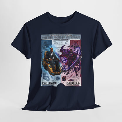Professor K vs Magneto X Graphic Tee — Retro Card Battle Design